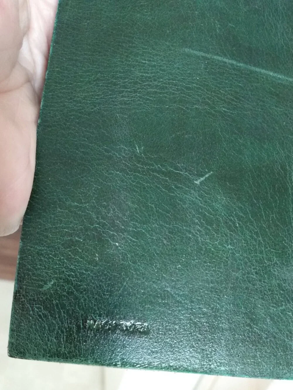 Vintage Leather Book Cover NAGY NORA Green Red Stars Handmade - Picture 4 of 16